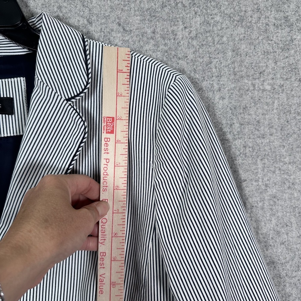Talbots Size 16 Womens Blazer Pinstripe Blue Two Button Lined Work Long Sleeve - Picture 7 of 14